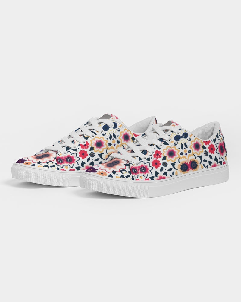 Abstract flower pattern Women's Faux-Leather Sneaker