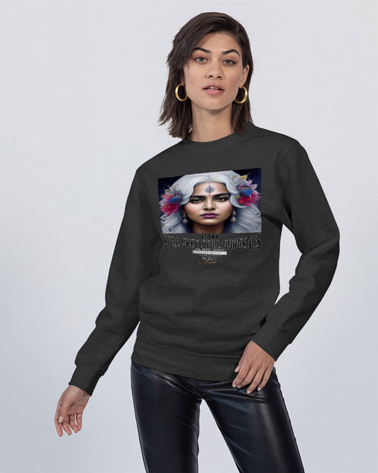 Promoting Indian women with silver grey hair Unisex Premium Crewneck Sweatshirt | Lane Seven