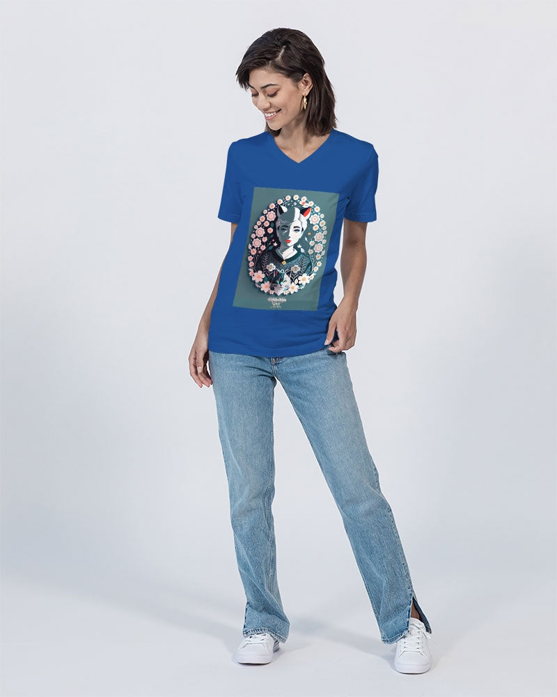 Silverfox flower Unisex Jersey V-Neck Tee | Bella + Canvas