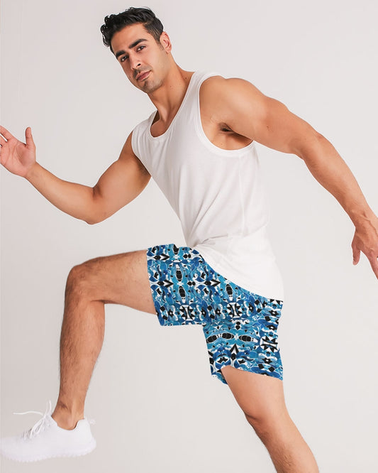 Blue Abstract pattern design Men's Jogger Shorts