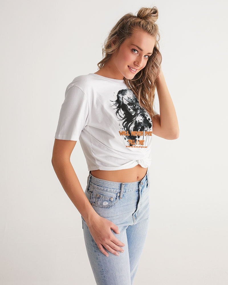 will not dye till i die Women's Twist-Front Cropped Tee