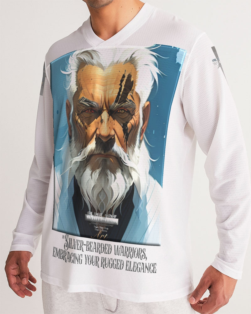 Silver bearded warrior Men's Long Sleeve Sports Jersey