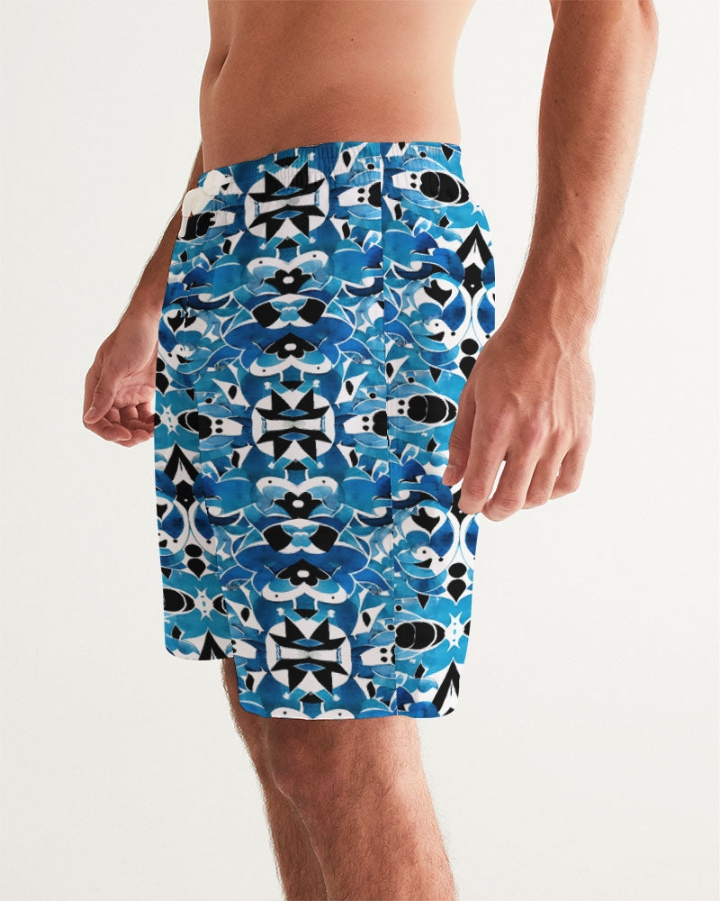 Blue Abstract pattern design Men's Swim Trunk