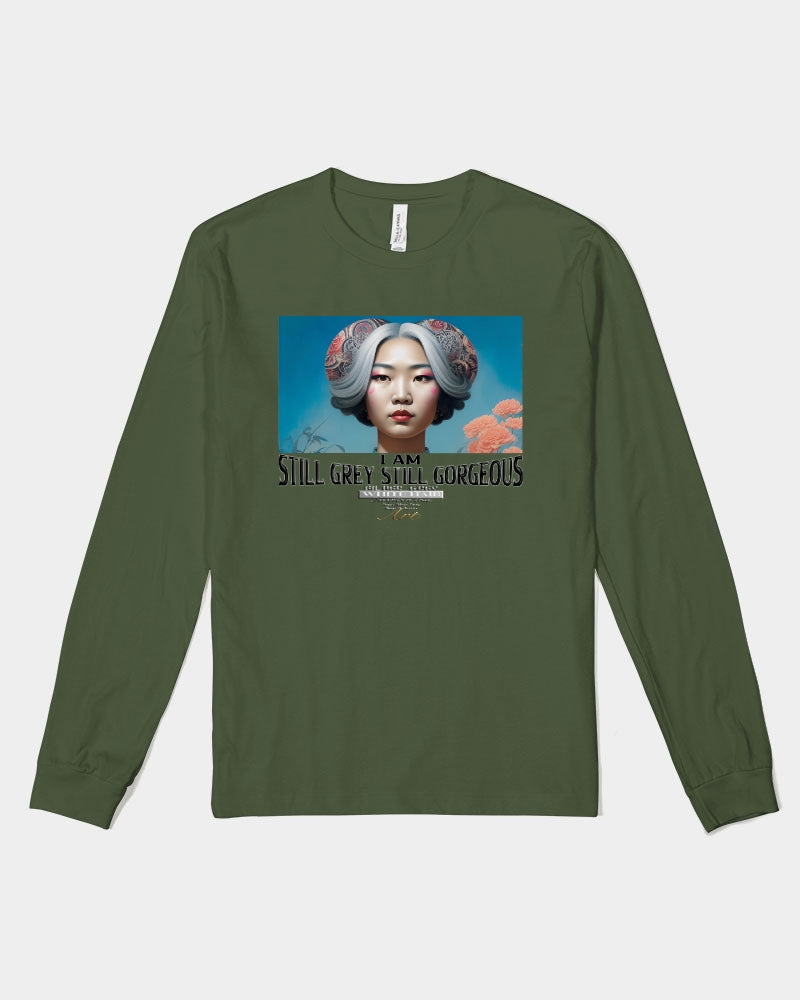 Promoting Asian women with silver grey Unisex Jersey Long Sleeve Tee | Bella + Canvas