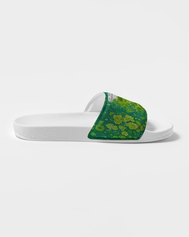 Lush green flower pattern design with logo Men's Slide Sandal