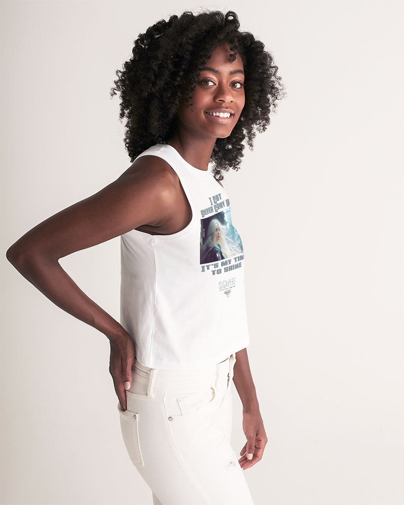 Beautiful white woman my time to shine Women's All-Over Print Cropped Tank