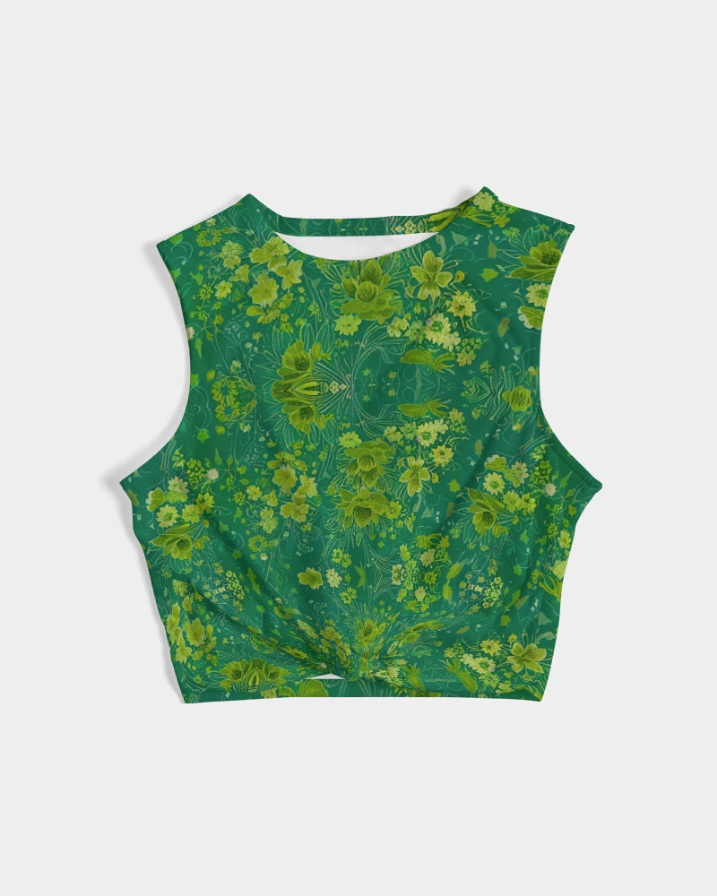 Green lush Repeat pattern Women's Twist-Front Tank