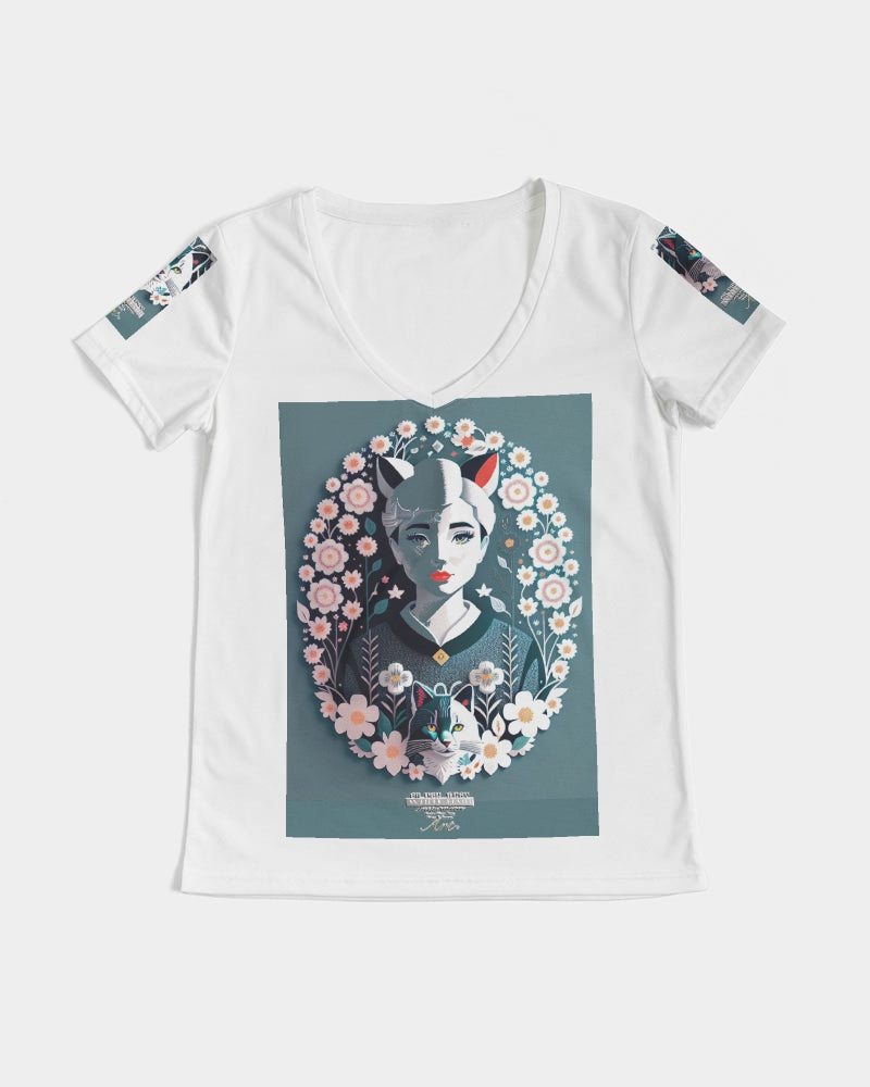 Silverfox flower Women's V-Neck Tee