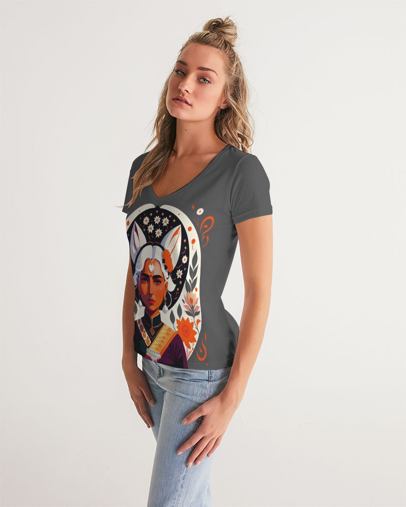 Indian Silver fox Women's V-Neck Tee