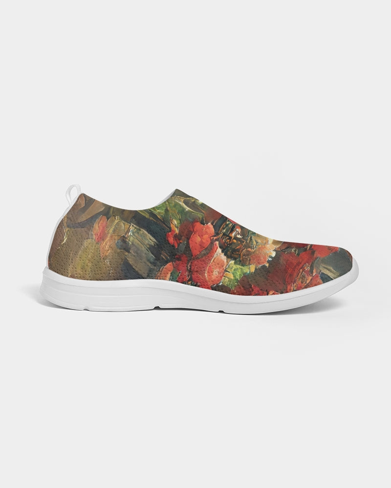 Abstract Rose design Women's Slip-On Flyknit Shoe