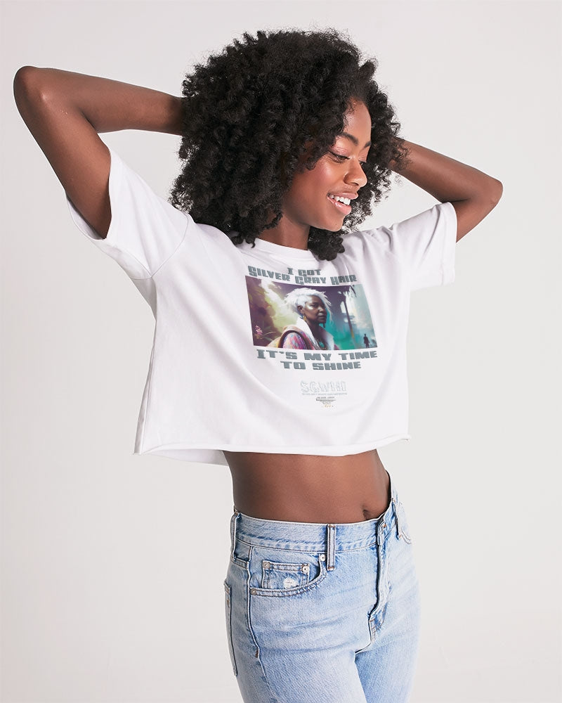 Black sister time to shine Women's All-Over Print Lounge Cropped Tee