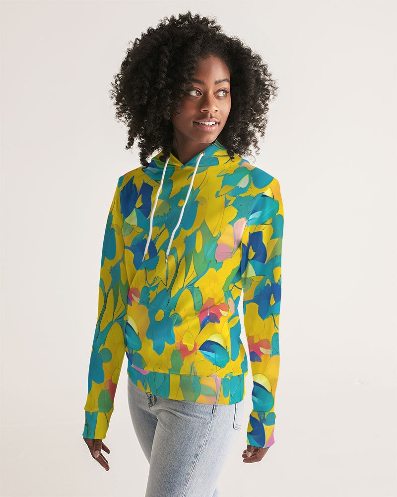 Beautiful yellow and blue hint of red pattern Women's Hoodie