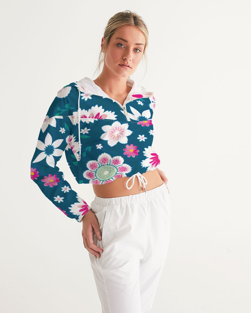 Beautiful floral pattern Women's All-Over Print Cropped Windbreaker