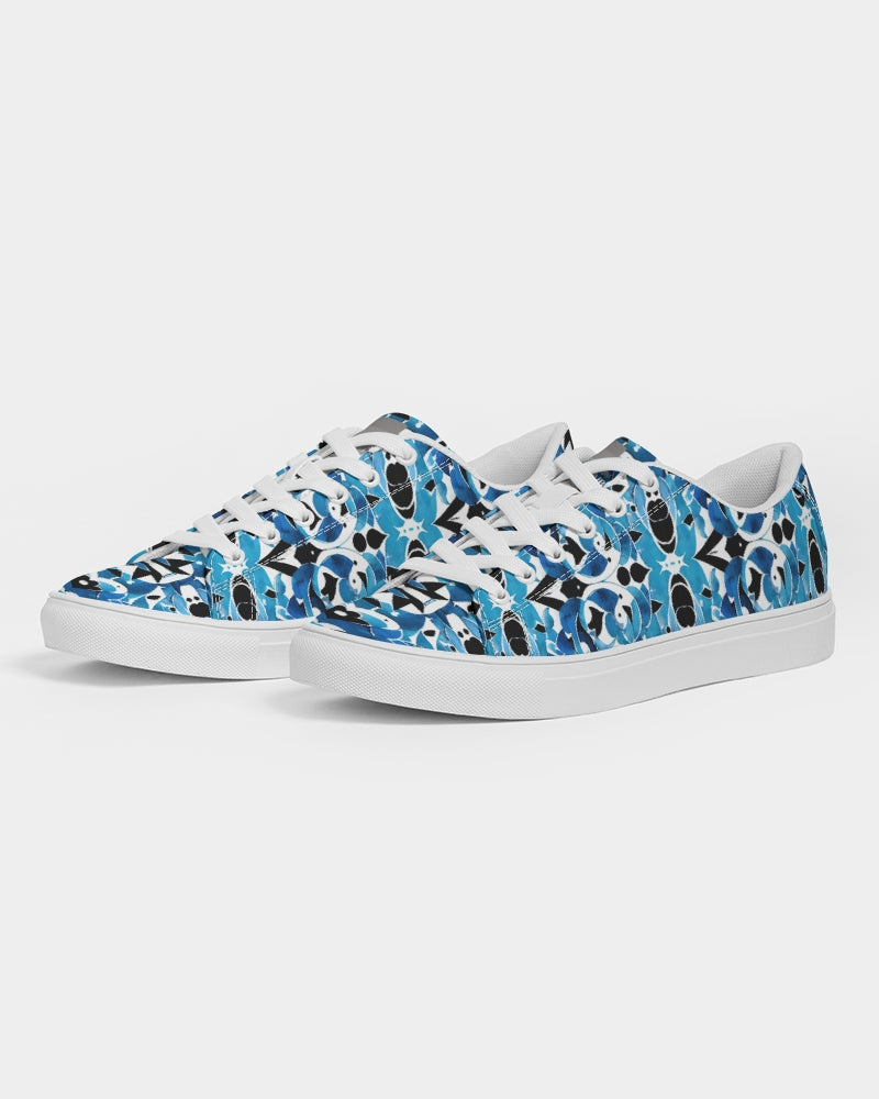 Blue Abstract pattern design Men's Faux-Leather Sneaker