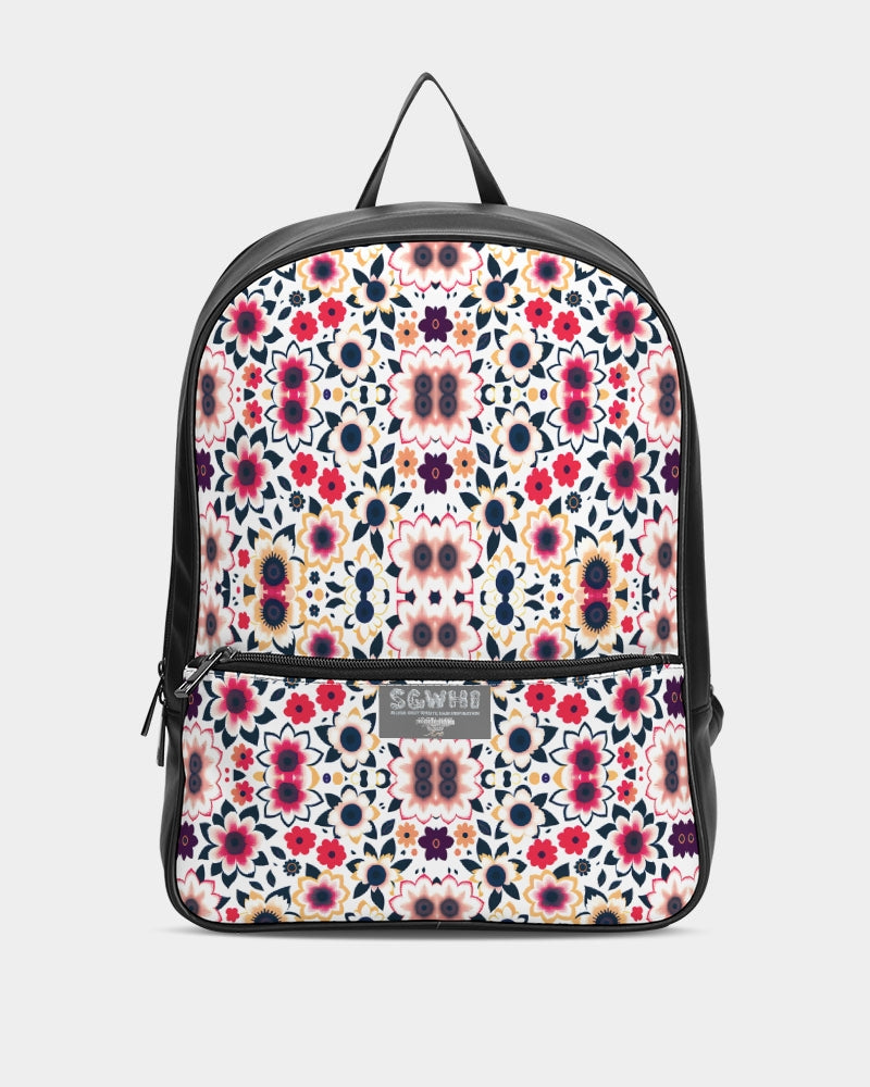 Abstract flower pattern Classic Faux Leather Backpack