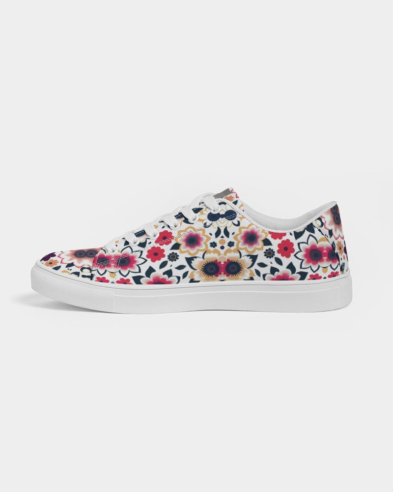 Abstract flower pattern Women's Faux-Leather Sneaker