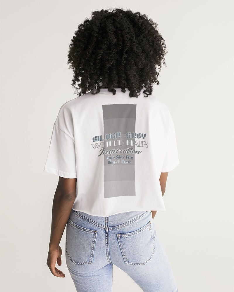 Promoting black women with silver grey hair Women's Lounge Cropped Tee