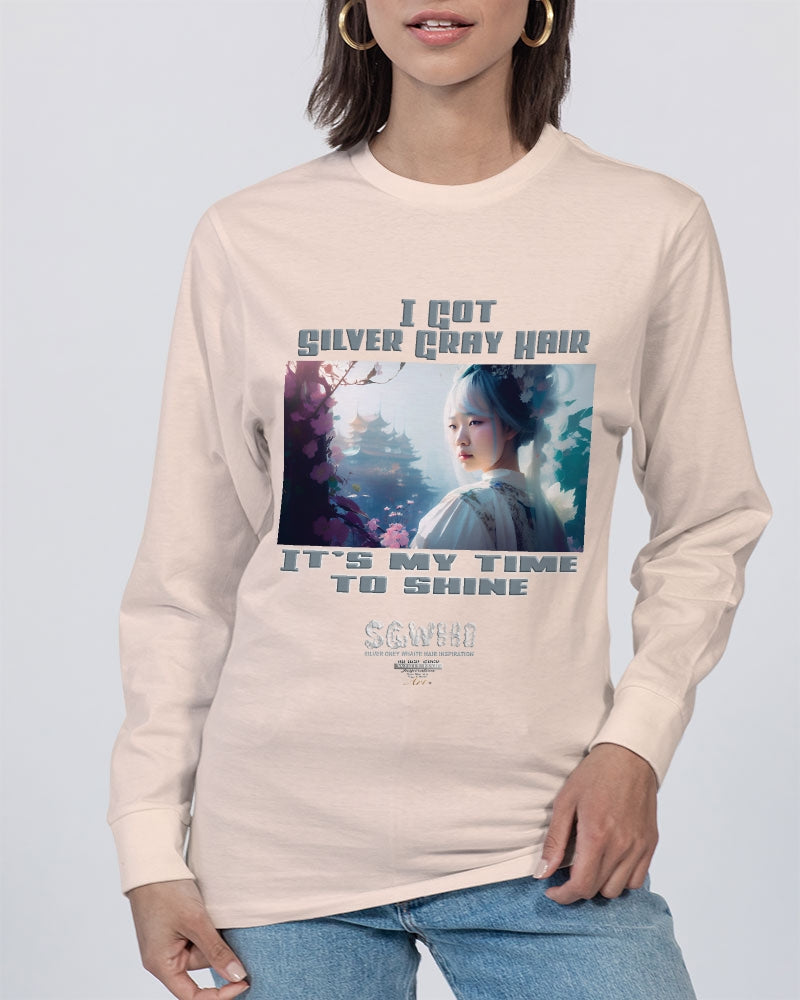 Asian sister with silver grey hair Unisex Long Sleeve Tee | Lane Seven