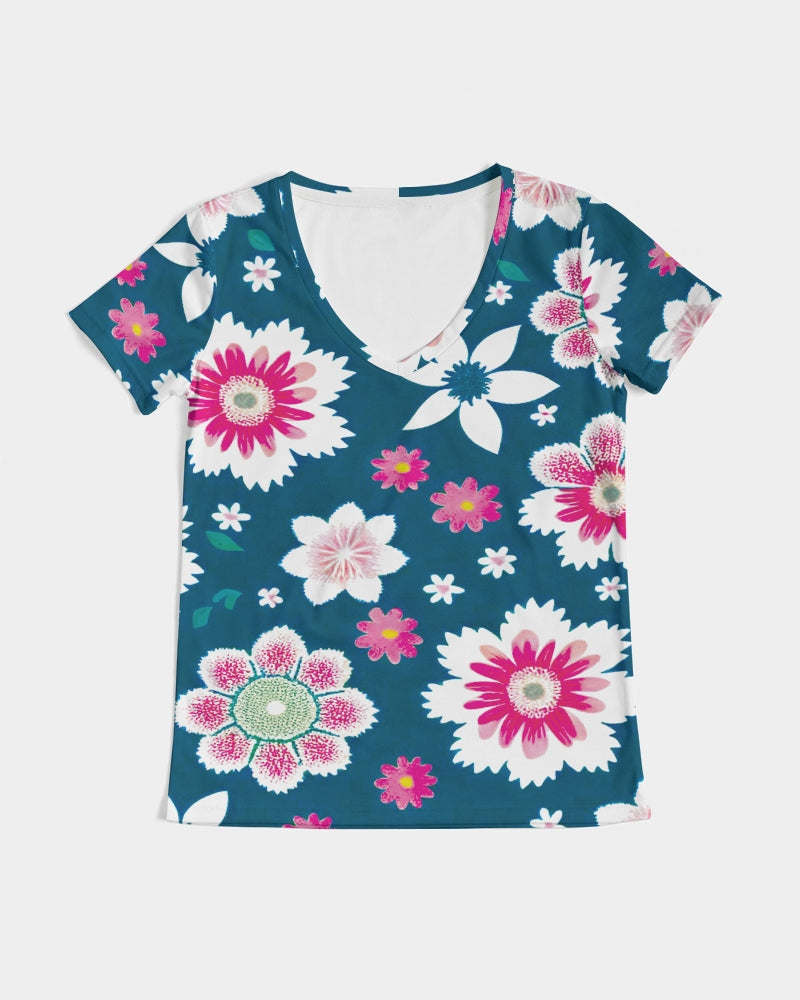 Beautiful floral pattern Women's All-Over Print V-Neck Tee