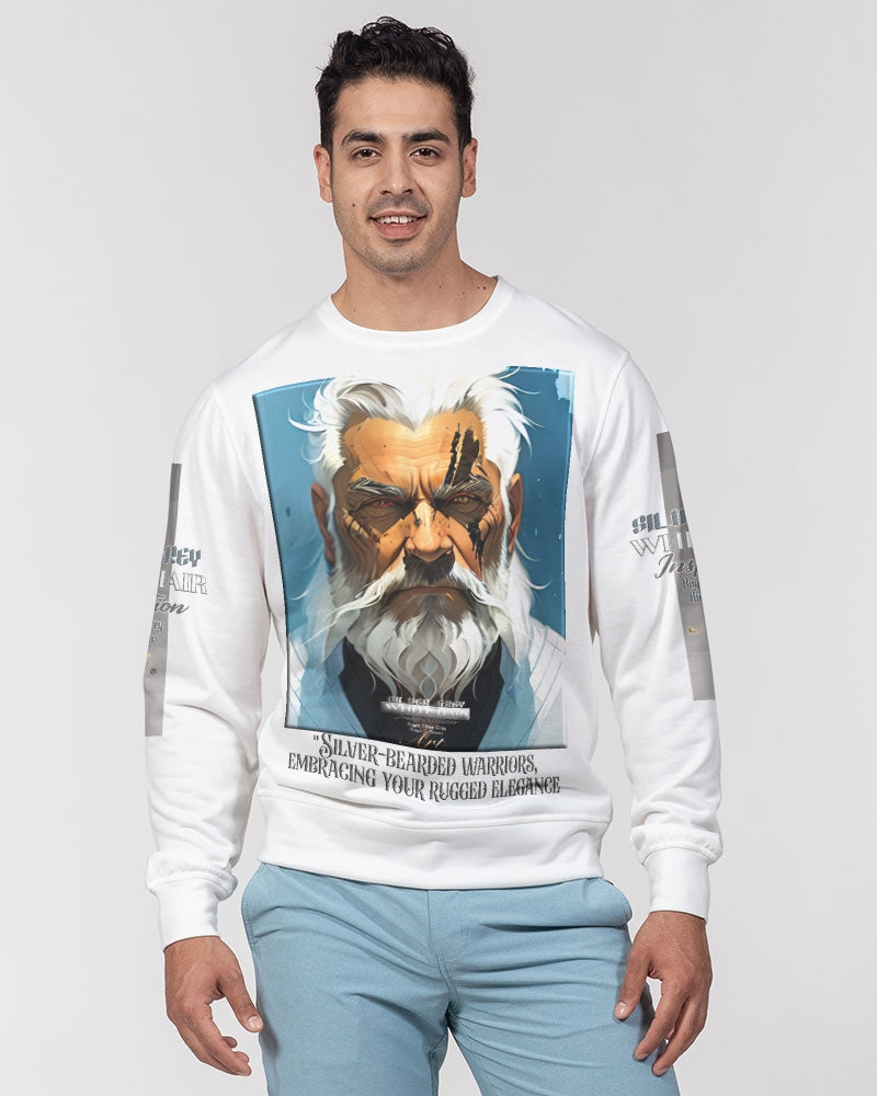 Silver bearded warrior Men's Classic French Terry Crewneck Pullover