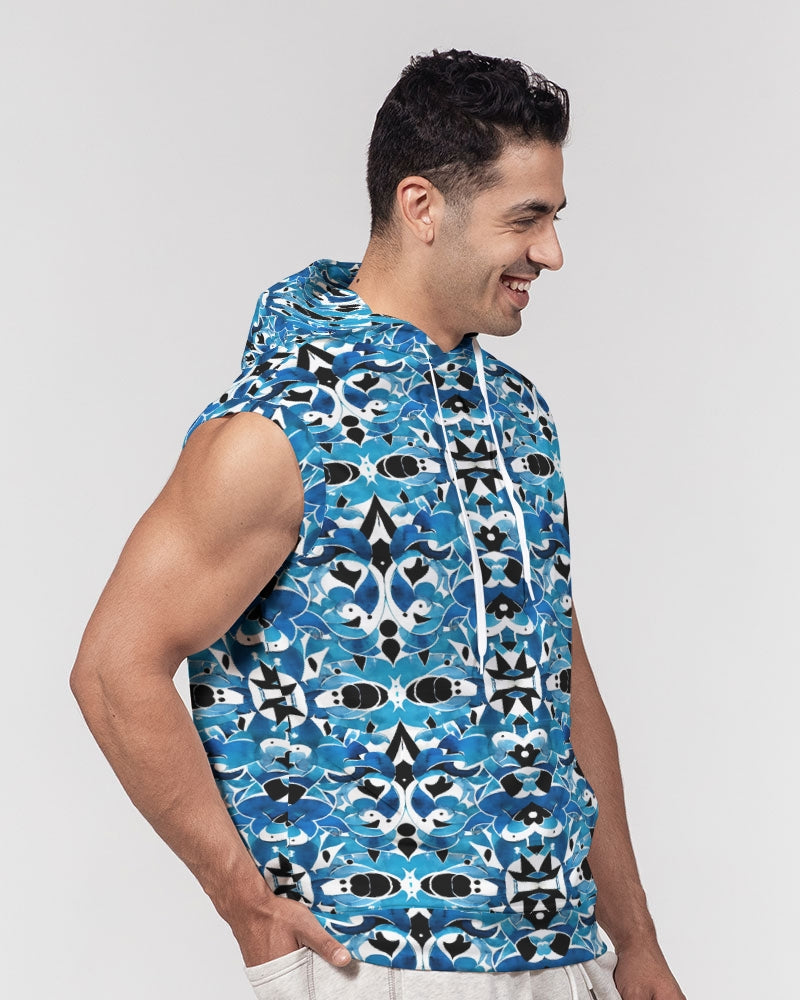 Blue Abstract pattern design Men's Premium Heavyweight Sleeveless Hoodie