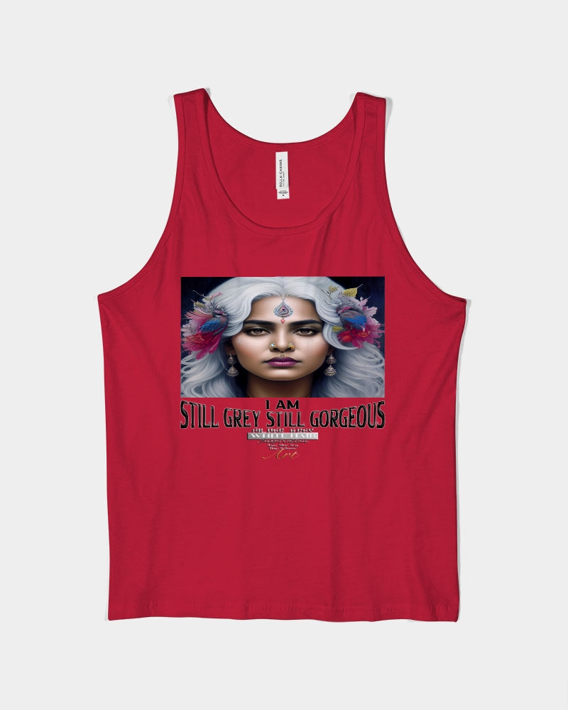 Promoting Indian women with silver grey hair Unisex Jersey Tank | Bella + Canvas