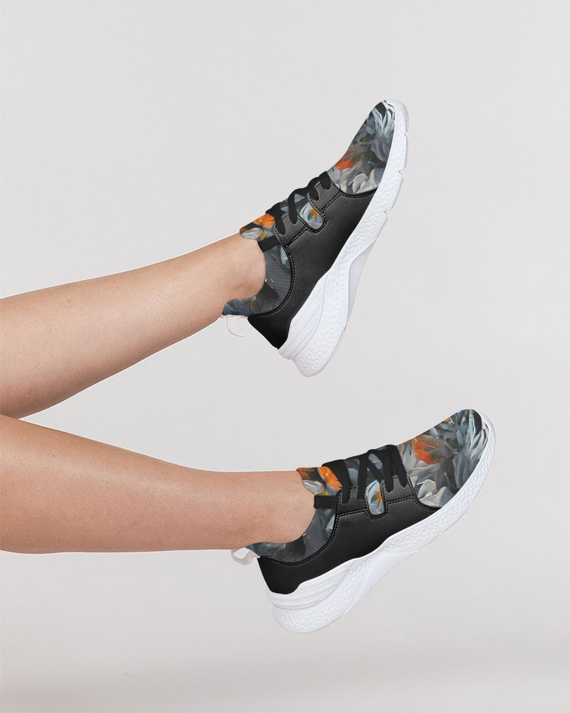 Orange abstract roses Women's Two-Tone Sneaker