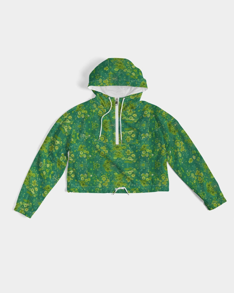 Green lush Repeat pattern Women's Cropped Windbreaker