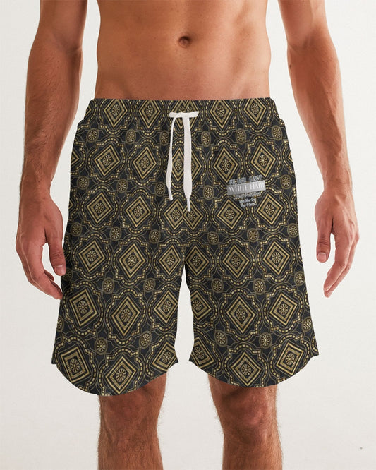 Brown Diamond pattern Men's Swim Trunk