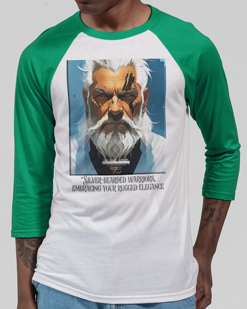 Silver bearded warrior Unisex Three-Quarter Sleeve Baseball Tee | Bella + Canvas