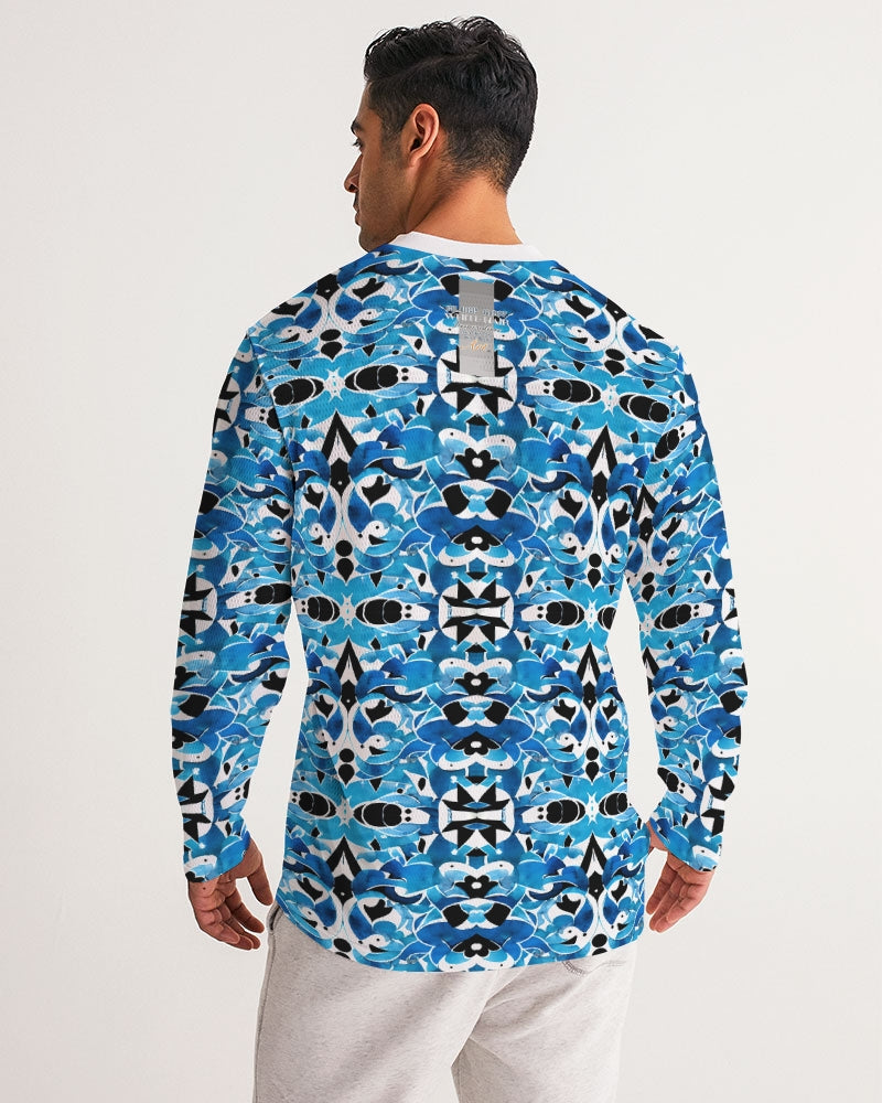 Blue Abstract pattern design Men's Long Sleeve Sports Jersey