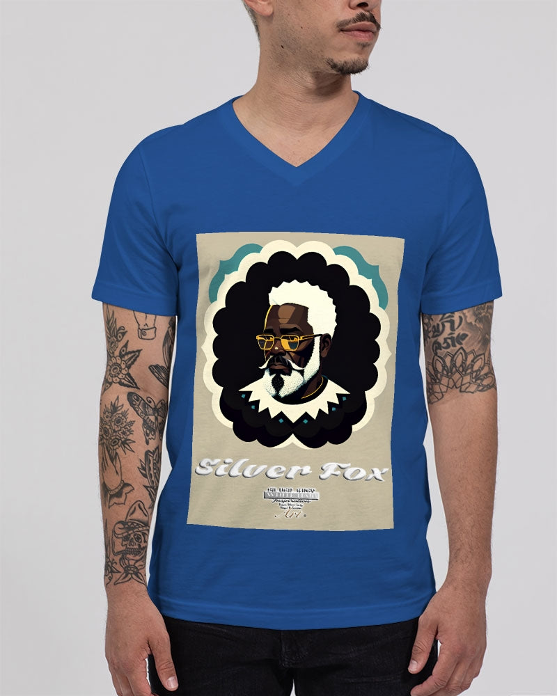 Black gentleman Silverfox Unisex Jersey V-Neck Tee | Bella + Canvas