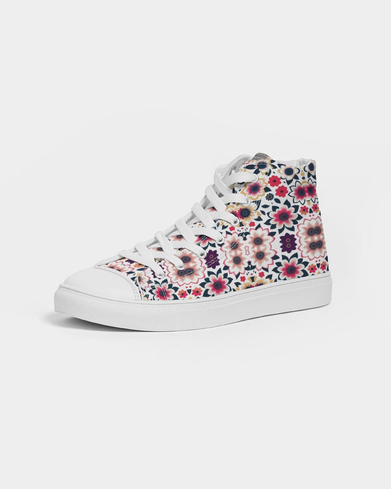 Abstract flower pattern Women's Hightop Canvas Shoe