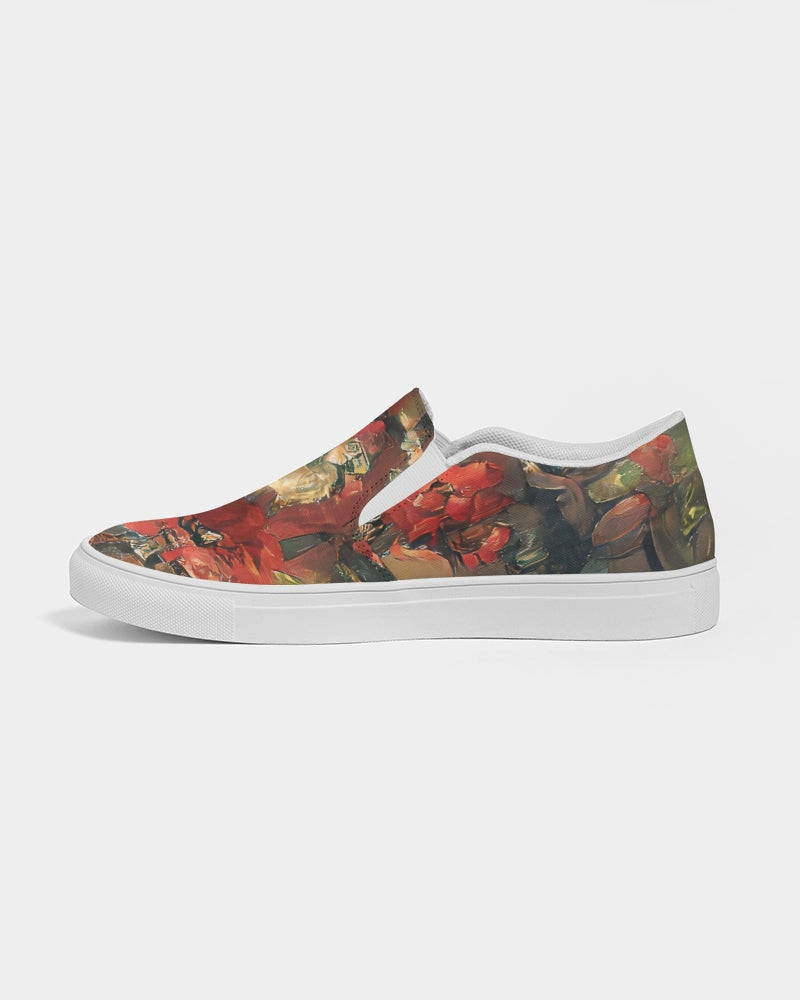 Abstract Rose design Women's Slip-On Canvas Shoe