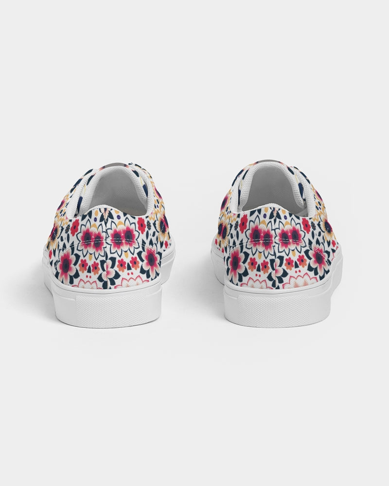 Abstract flower pattern Women's Lace Up Canvas Shoe