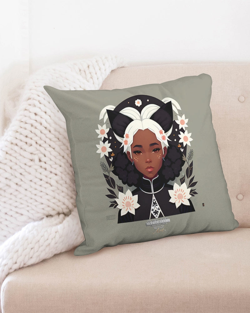 Nubian girl silver fox Throw Pillow Case 20"x20"