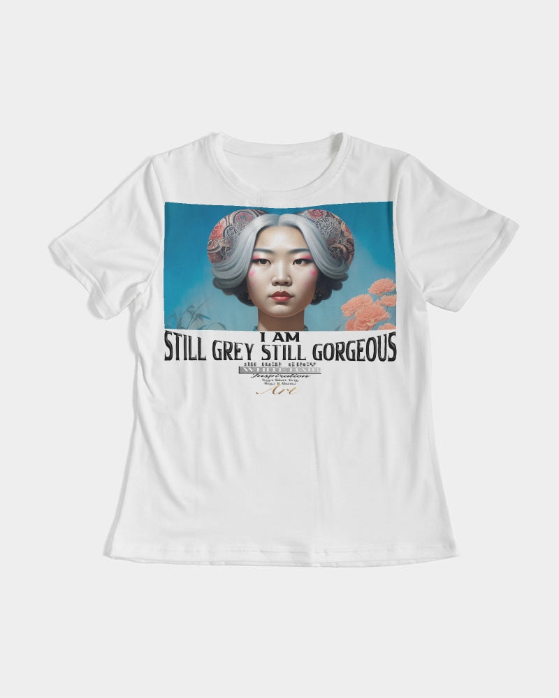 Promoting Asian women with silver grey Women's Tee