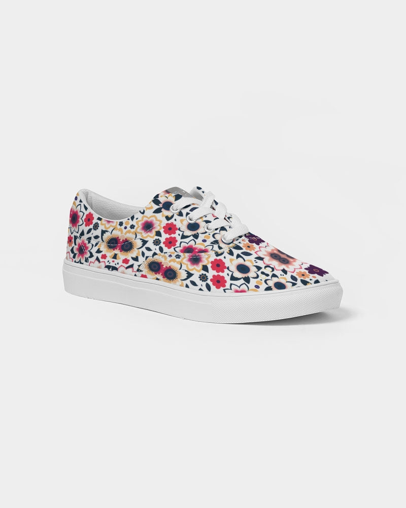 Abstract flower pattern Women's Lace Up Canvas Shoe