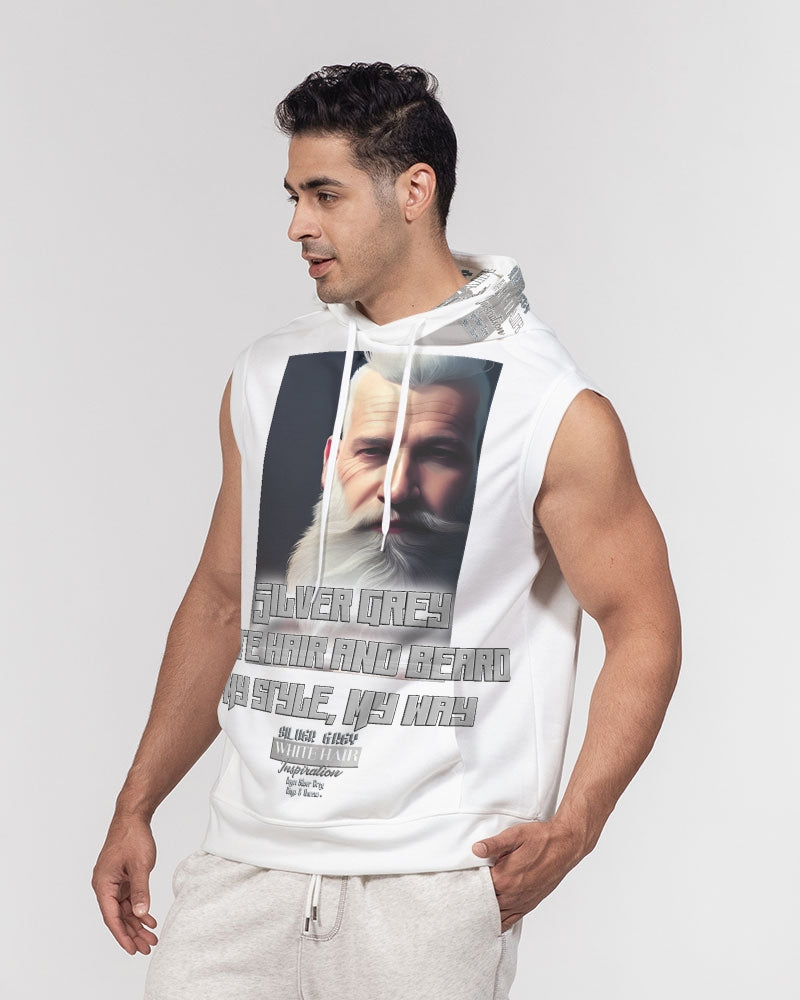 Silver Grey white hair and beard, my style my way Men's Premium Heavyweight Sleeveless Hoodie