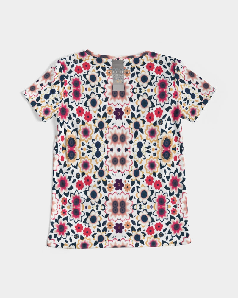 Abstract flower pattern Women's All-Over Print V-Neck Tee