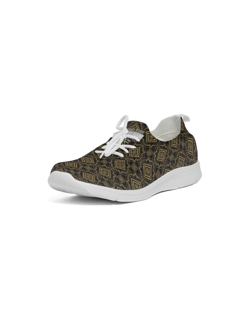 Brown Diamond pattern Men's Lace Up Flyknit Shoe