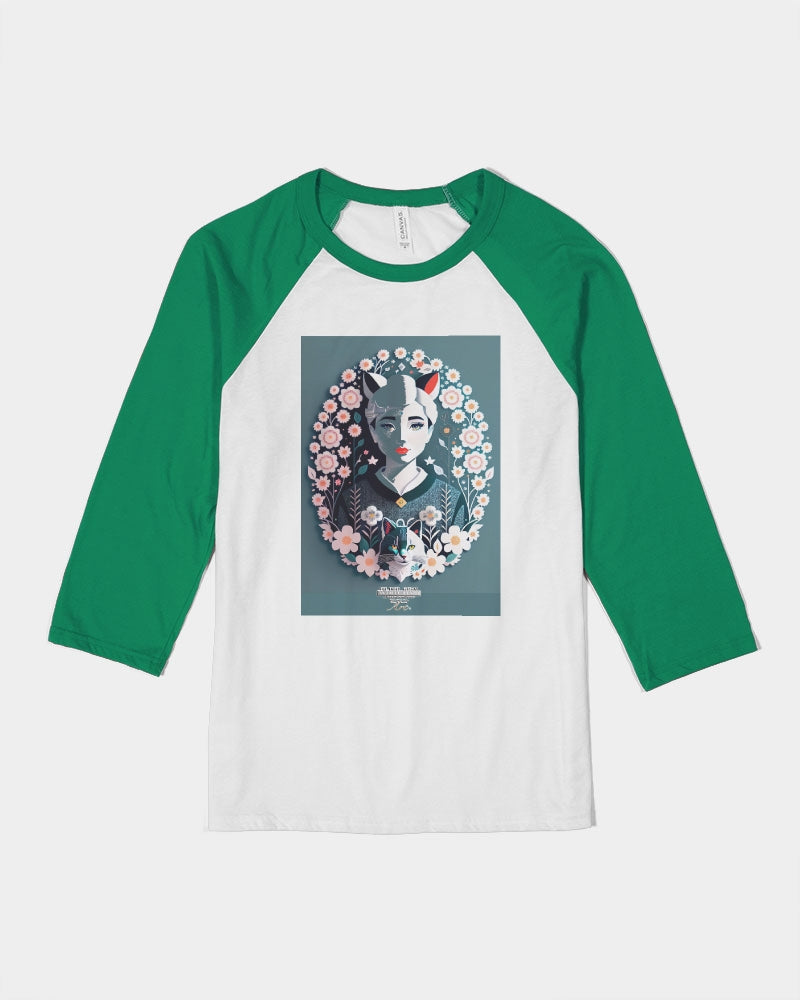 Silverfox flower Unisex Three-Quarter Sleeve Baseball Tee | Bella + Canvas