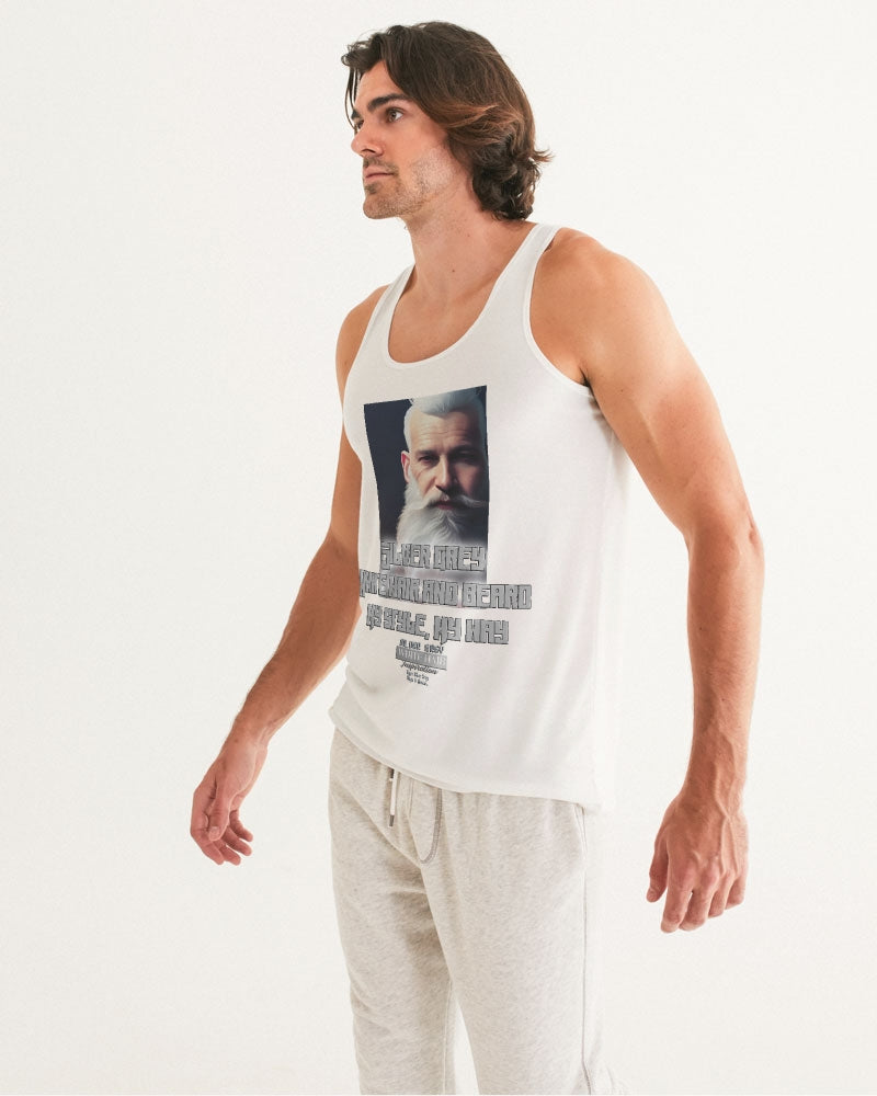 Silver Grey white hair and beard, my style my way Men's Tank