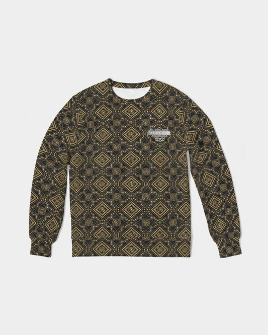 Brown Diamond pattern Men's Classic French Terry Crewneck Pullover