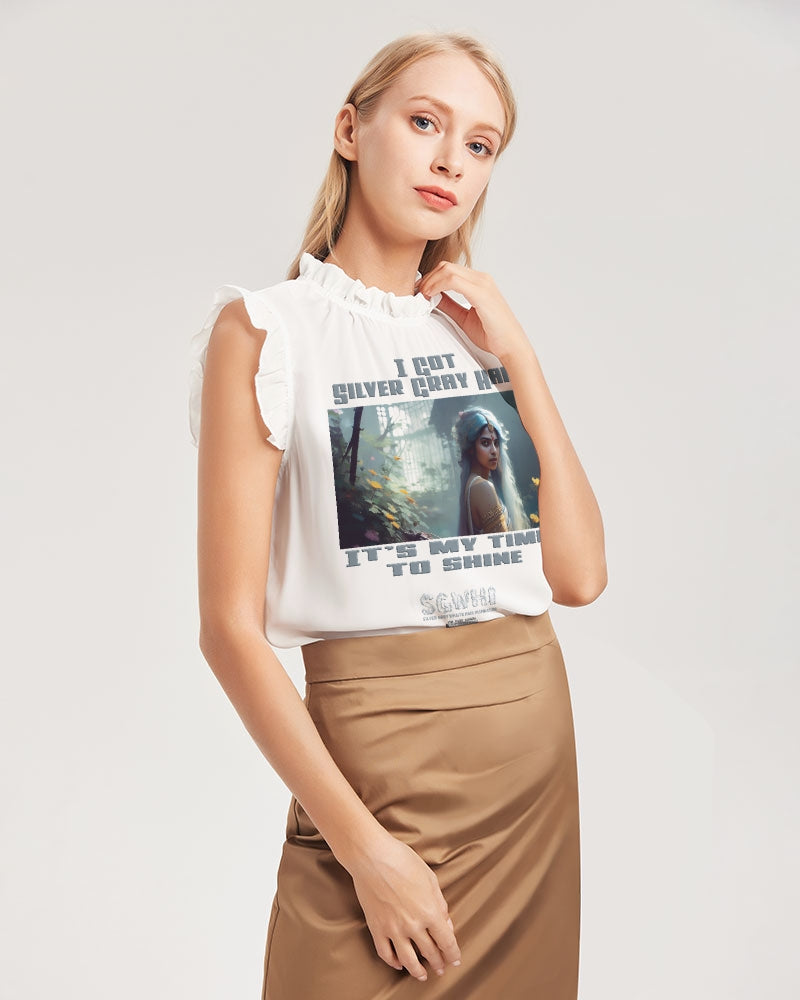 Indian sister to shine Women's All-Over Print Ruffle Sleeve Top