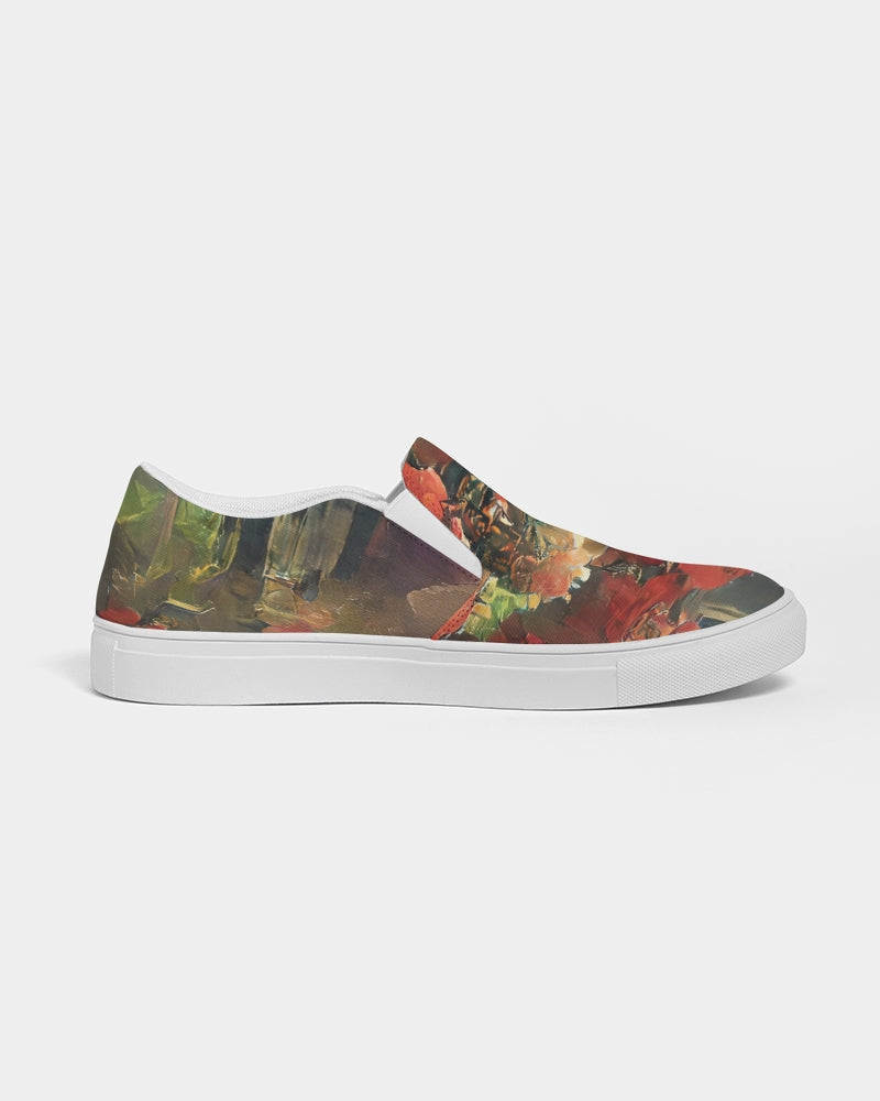 Abstract Rose design Women's Slip-On Canvas Shoe