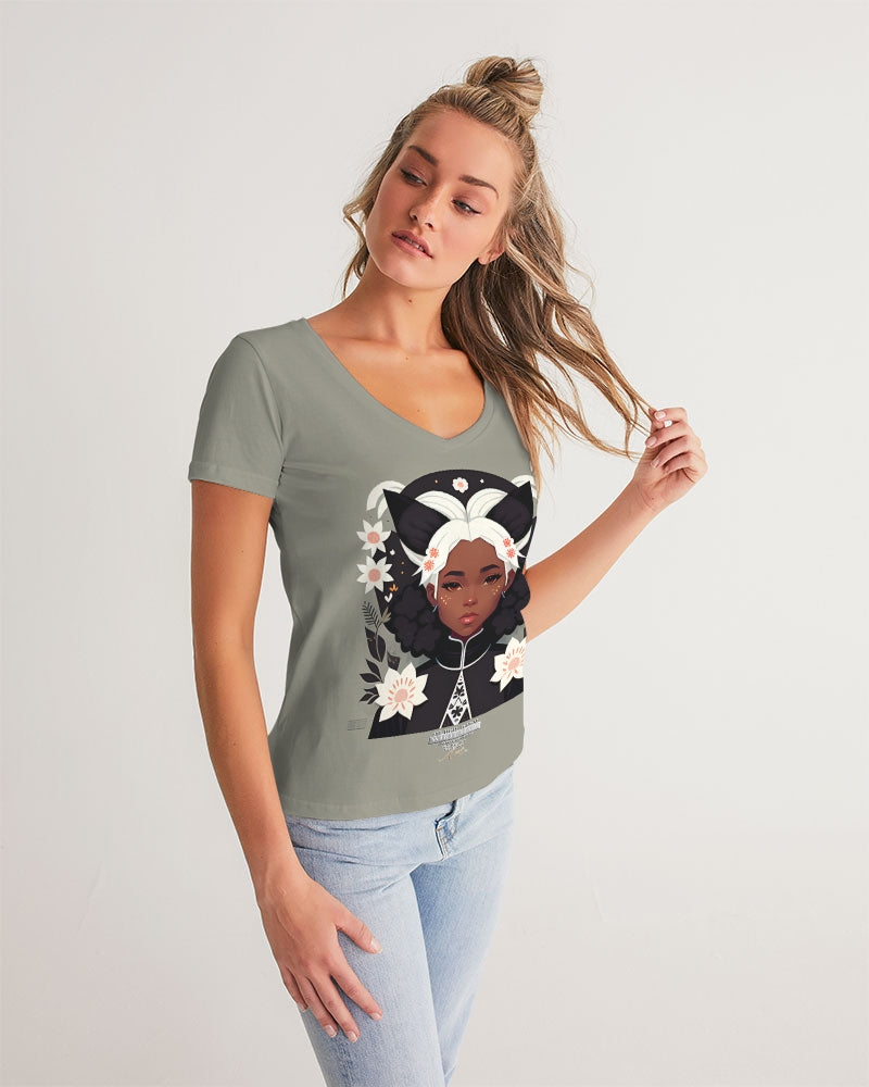 Nubian girl silver fox Women's V-Neck Tee