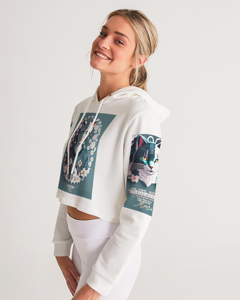 Silverfox flower Women's Cropped Hoodie