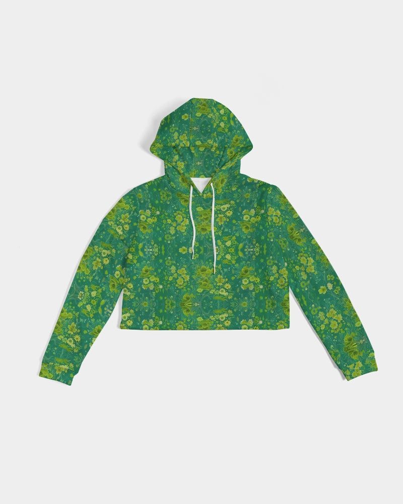 Green lush Repeat pattern Women's Cropped Hoodie