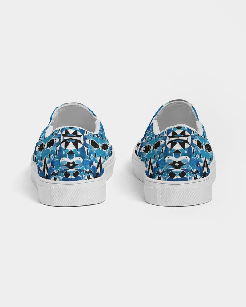 Blue Abstract pattern design Men's Slip-On Canvas Shoe